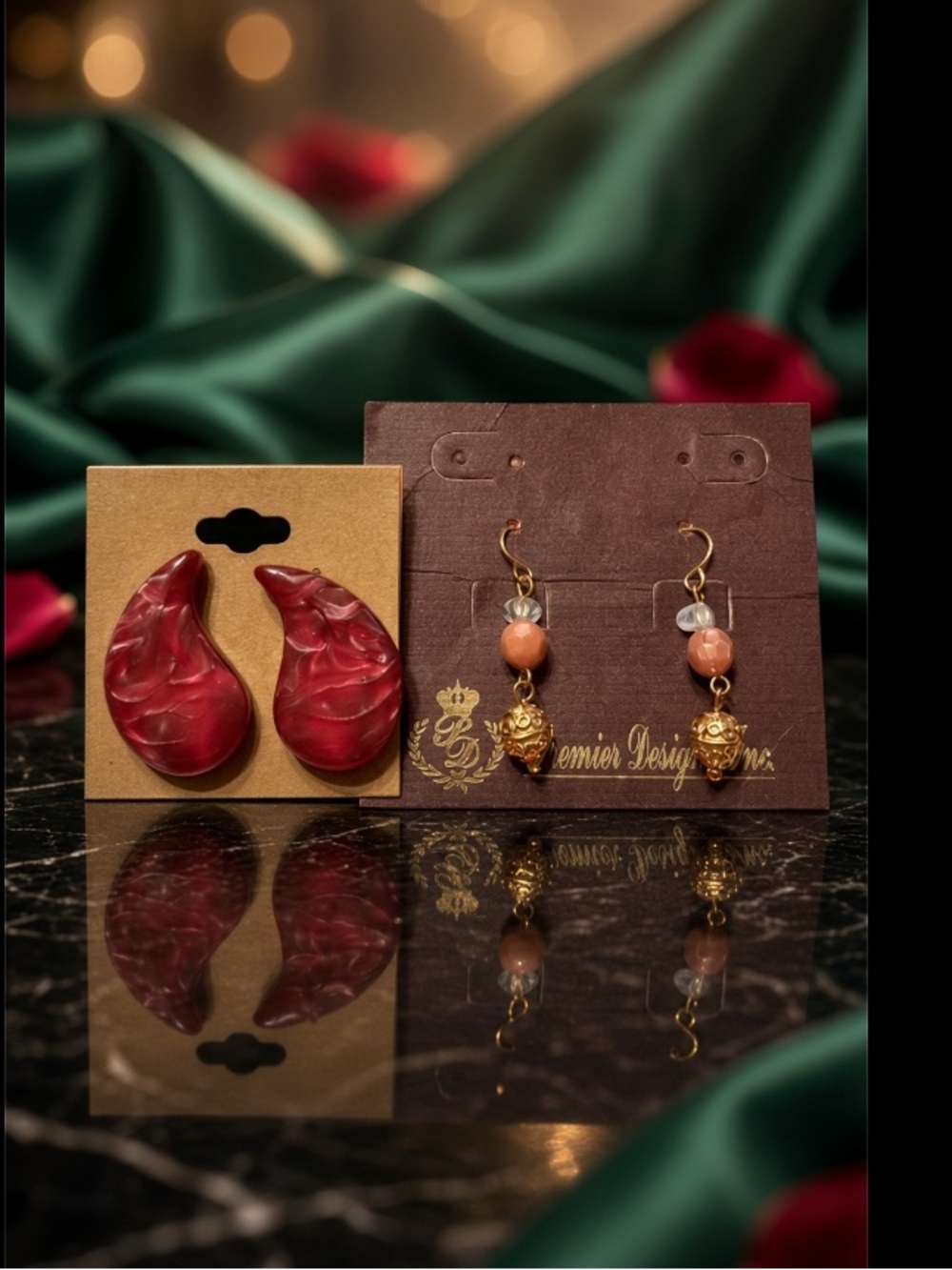 Earring lot- Red and Gold Earrings 
Set of 2